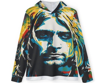 Kurt Cobain Vibrant Colorful Graphic Mens Sports Warmup Hoodie