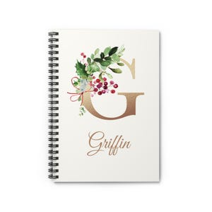 Cuaderno espiral personalizado con inicial y apellido, regalo personalizado para estudiantes, escritores y profesores. Diario de líneas rayadas con monograma.