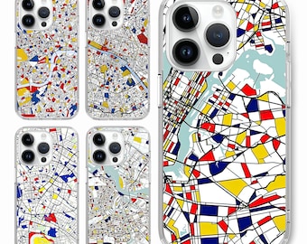 City map De Stijl NY Paris London Berlin Phone case for iphone 18 17 16 15 14,for S25 S24 S23 S22 ultra A73 A56 A36 A15,for Pixel 10 9 8
