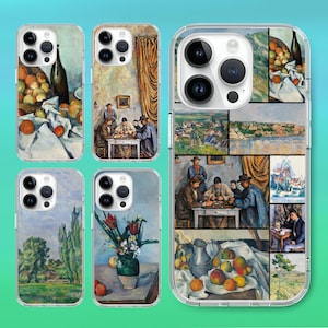 Paul Cezanne joueurs de cartes peinture fruit coque de téléphone pour Iphone 16 15 14 13 12 pro, pour S25 S24 S23 S22 ultra A73 A54 A35 A15, pour Pixel 9 8 7