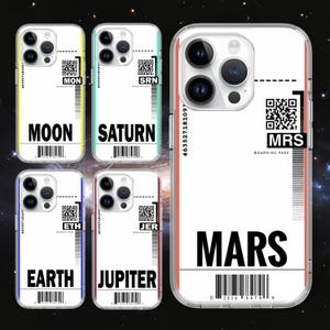 Carte d'embarquement pour l'espace Mars lune coque de téléphone pour Iphone 16 15 14 13 12 pro, pour S25 S24 S23 S22 ultra A73 A55 A35 A15, pour Google Pixel 9 8 7