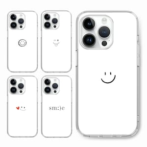 Smile Gesicht minimal Line Art Phone Case für Iphone 16 15 14 13 12 pro, für S25 S24 S23 S22 ultra A73 A54 A34 A15, für Google Pixel 9 8 7