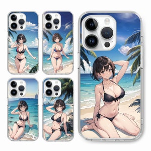 Anime comics AI girl waifu biquíni maiô capa de telefone para iphone 16 15 14 13 12, para s25 s24 s23 s22 ultra a73 a55 a35 a15, para pixel 9 8 7