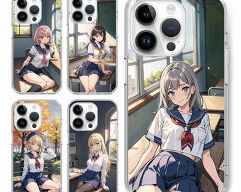 Anime comics girl waifu school uniform sexy Phone case for iPhone 18 17 16 15 14, for S25 S24 S23 S22 ultra A73 A56 A36, for Pixel 10 9 8