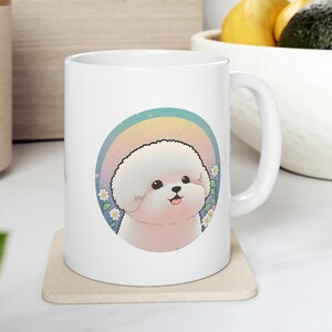 Cute Bichon Frise Lover Gift Mug, Doggo Bichon Frise Mug, Cute Bichon Frise Cartoon Mug, Bichon Frise Ceramic Mug, Doggo Drinks