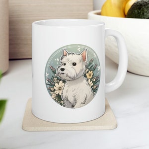 Cute White Terrier Lover Gift Ceramic Mug, Doggo White Terrier Mug, Cute White Terrier Cartoon Mug, Doggo Drinks