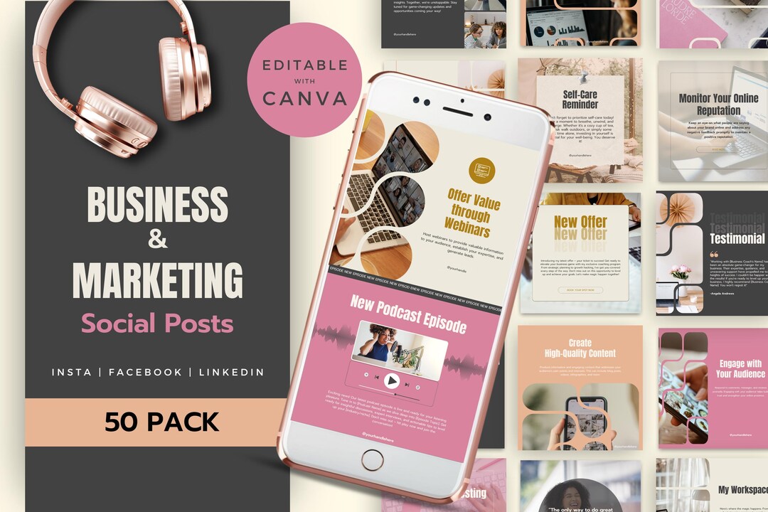 50 Canva Social Media Templates | Editable Instagram Posts for Coaches ...