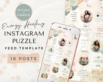 Energy Healing Instagram Puzzle Feed: Canva Template (Digital Download)