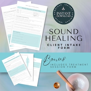 Sound Healing Intake Form + Bonus Treatment Session Form for Sound Healers & Holistic Practitioners | Sound Therapy Forms | Canva Editable