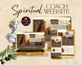 Earthy Spiritual Coach Website Template: Editable Canva Theme (Instant Download)