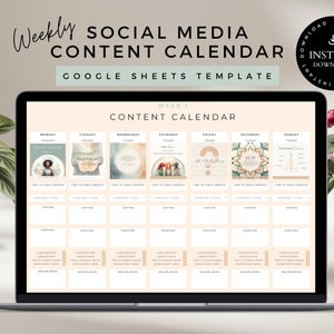 Google Sheets Weekly Content Calendar Template | Social Media Planner for Business Owners, Content Creators, VAs & Social Media Managers