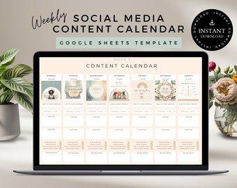 Weekly Content Calendar: Google Sheets Social Media Planner (Digital Download)