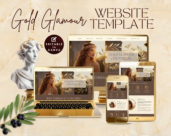 Gold Glamour Sales Page: Luxury Canva Website Template (Editable)