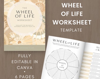 Editable Wheel of Life Worksheet, Canva Template, Life Balance Coaching Tools, Therapy Resources, Personal Development, Women's Wellness