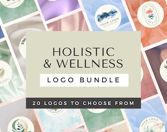 20 Holistic Business Logo Templates: Spiritual Wellness Branding (Canva Editable, Digital Download)