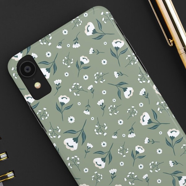 Sage Green Floral Phone Case Etsy