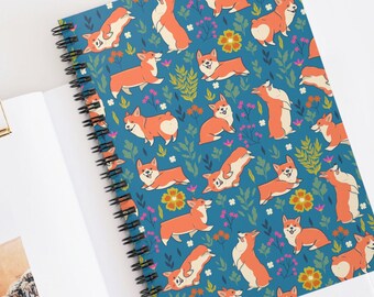 Cute Corgi Notebook, Gift for Corgi Mom, Cute Note Book, Notebook Ruled, Personal Journal, Spiral Notebook Lined, Welsh Corgie Lover Gift