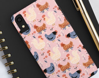 Vintage Chicken Phone Case for iPhone 15 plus 14 max 13 pro 12 11 XS XR Phonecase Galaxy Pixel Pink, Gift for Chicken Owner Lover Farm