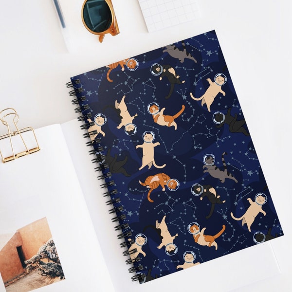 Cats in Space Notebook Funny Space Cat Spiral Notebook Lined Journal Cat Space Gift Star Space Cat Lover Cute Notebook Ruled Constellation