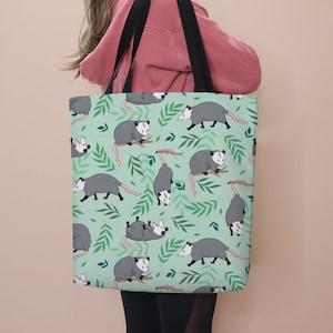 Possum Tote Bag, Opossum Bag, Possum Gift for Her, Cute Bag Possum, Everyday Tote, School Grocery Tote, Canvas Shoulder Bag Gift for Student