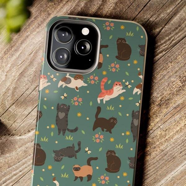 Cute Cat Phone Case for iPhone 15 14 max 13 pro 12 11 XS plus Phonecase Cat-owner Person Gift Teal Blue Green Siamese cat many cat breed