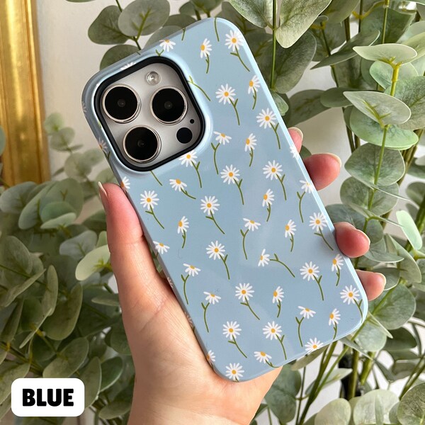 Pastel Blue Daisies Phone Case for iPhone 14 13 pro 12 max  11 XR XS plus Phonecase Cute Aesthetic Case White Dainty Flower Disty Floral