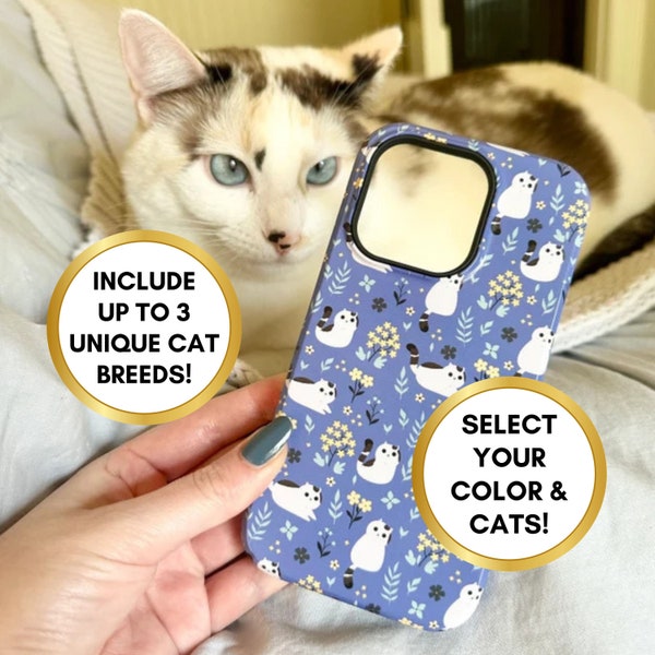 Custom Cat Phone Case for iPhone 15 14 max 13 pro 12 11 XS plus Phonecase Cat Personalized Gift Cat Custom iPhone Case Many Breeds Spotted