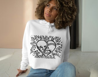 Custom drawing: by hand - Crop Hoodie