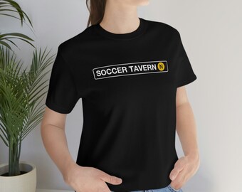 Soccer Tavern - N Train - Front and back - Unisex Jersey Short Sleeve Tee