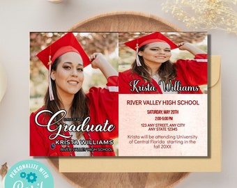 Graduation Party Invitation Template, High School & College Photo Graduation Invite, Photo Graduation Invitation, Graduation Announcement