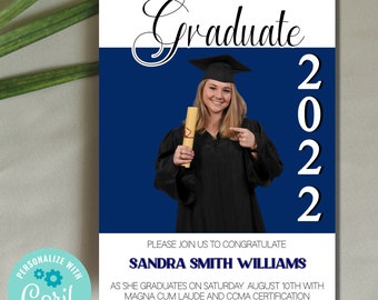 Graduation Party Invitation Template, High School & College Photo Graduation Invite, Photo Graduation Invitation, Graduation Announcement