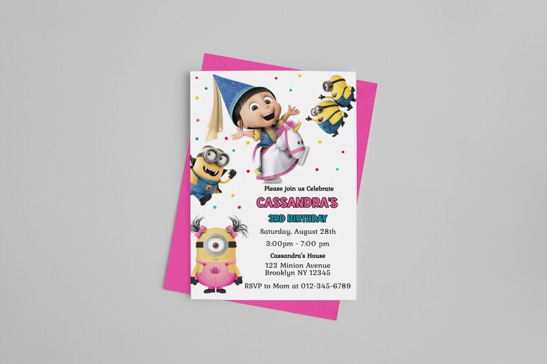 Minion Digital Birthday Invitation, Minion Cartoon Theme Birthday Party