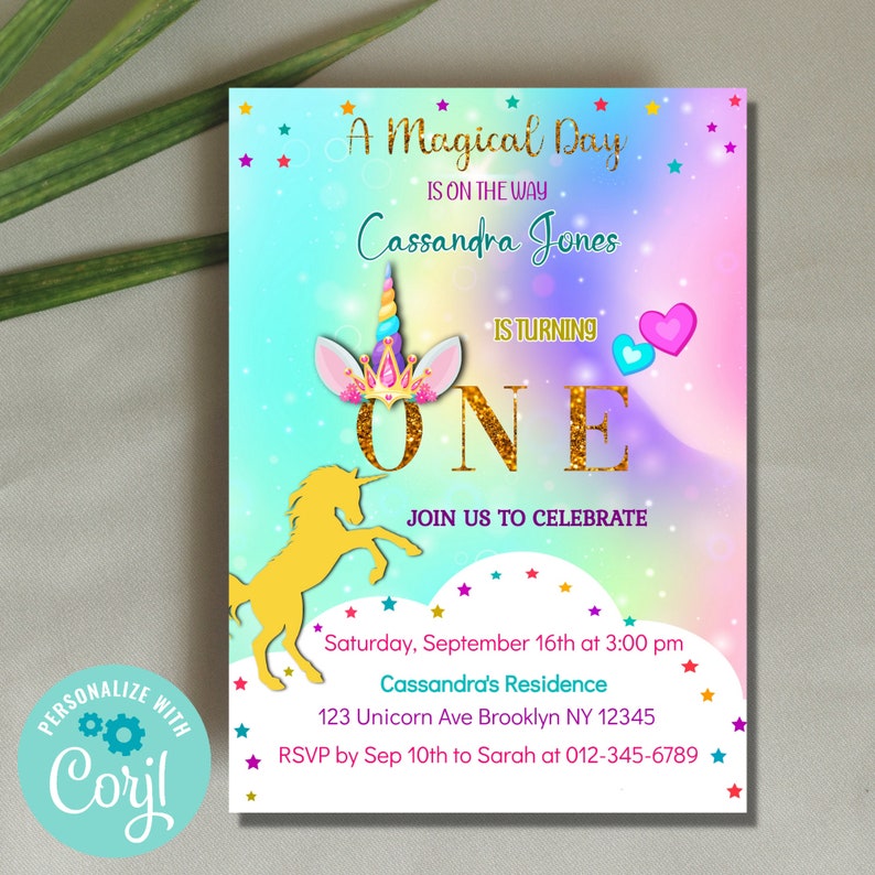 Unicorn Rainbow Birthday Invitation Unicorn Party Invitation - Etsy
