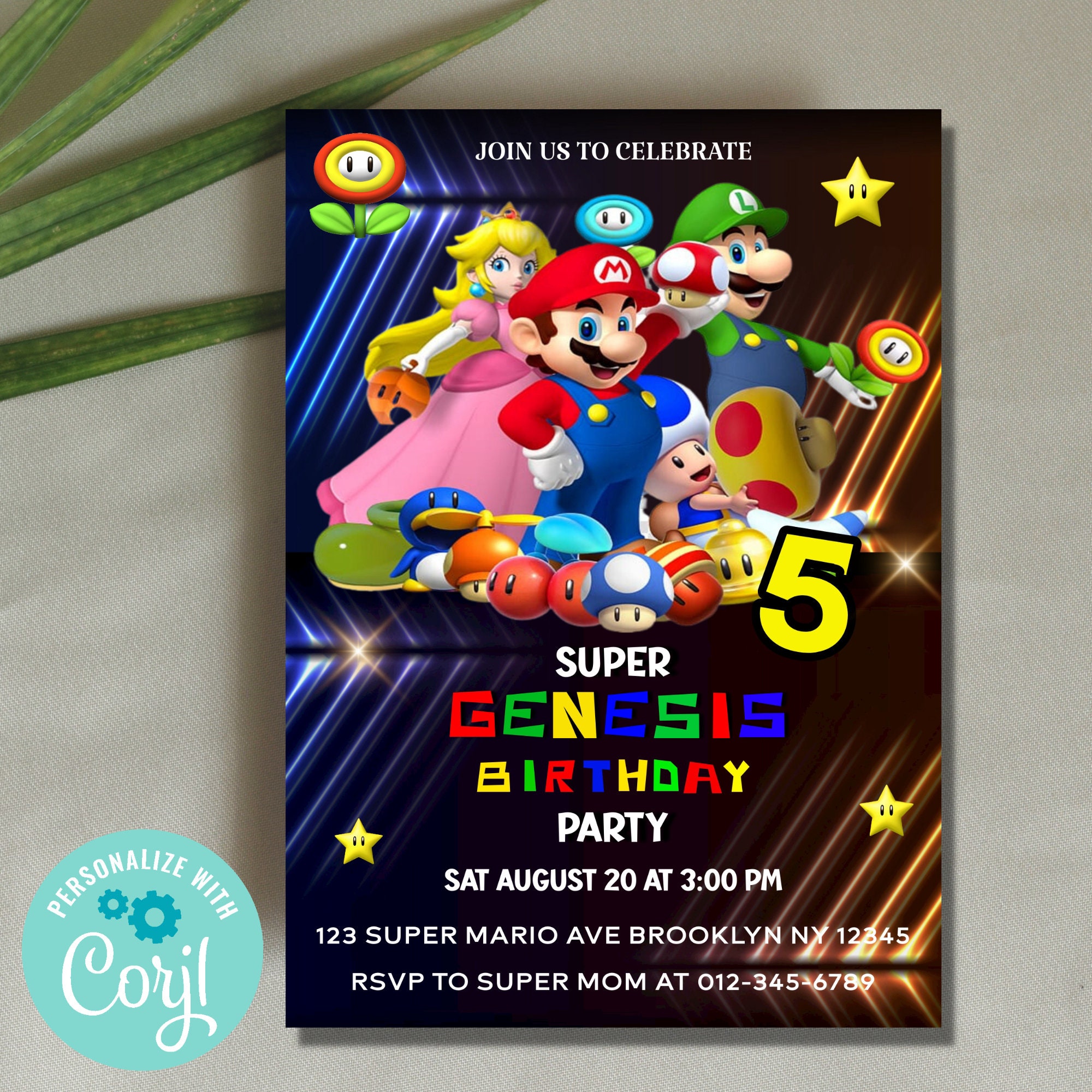 Invitación De Fiesta De Cumpleaños De Super Mario, Invitación De.