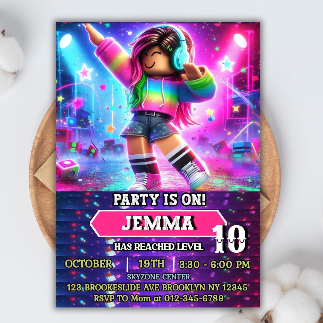 Roblox Gamer Party Birthday Invitation Roblox Birthday Digital Invite ...