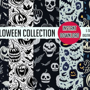 5 Halloween PNG Patterns - Digital Designs and Illustrations