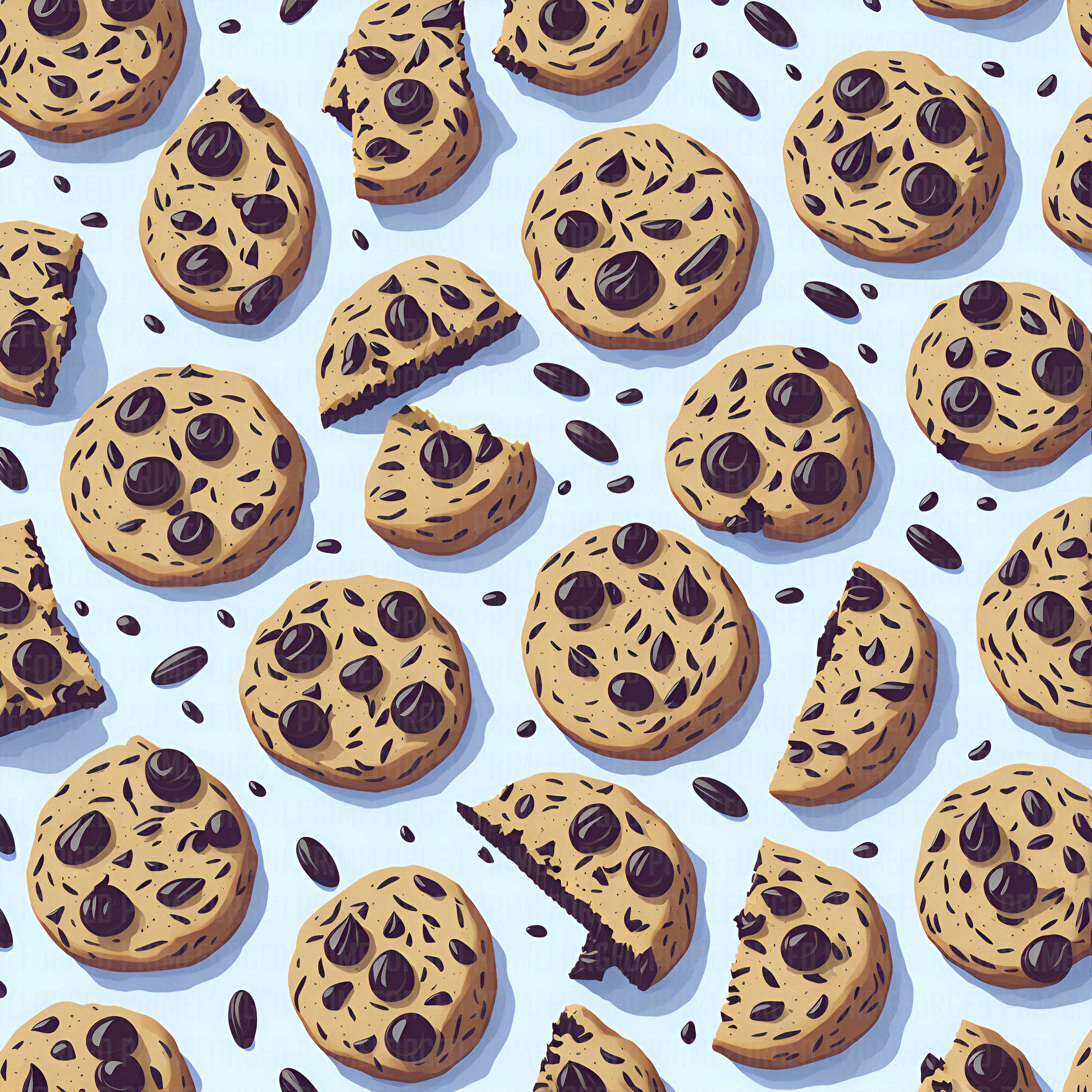 5 Chocolate Chip Cookie PNG Patterns - Digital Designs and ...