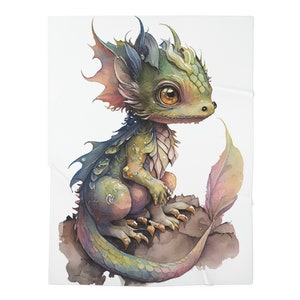 Fantasy Dragon Baby Swaddle Blanket Fairy Tale Baby Dragon New Baby Gift Magical Dragon New Baby Nursery Crib Blanket Pastel Colors