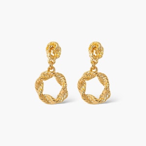 Boucles d'oreilles torsadées simples en or de rêve - Boucles d'oreilles pendantes légères torsadées pour des occasions décontractées et élégantes