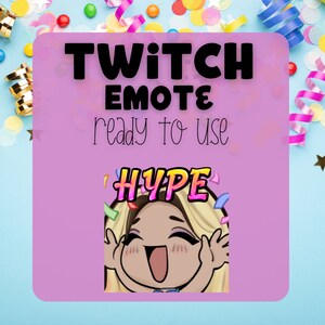 Chibi-style blonde hair hype emote for Twitch and Discord