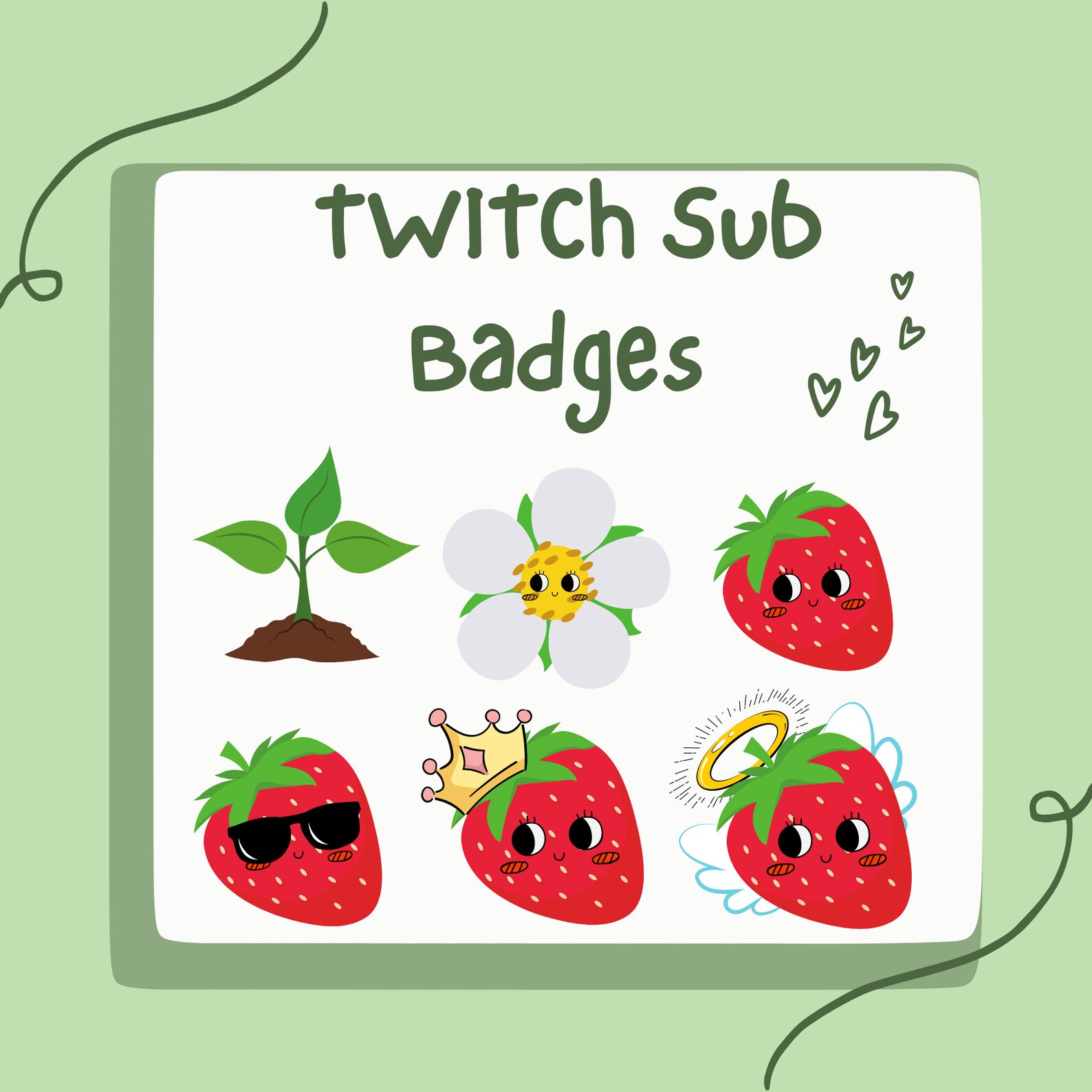 Strawberry Themed Twitch Subscriber Badges - Show Your Support in Style ...