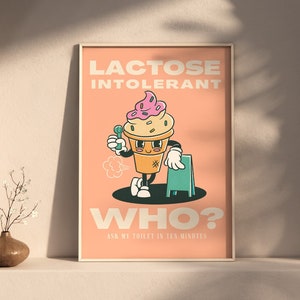Ice Cream Lactose Intolerant Wall Art, Digital Wall Art, Trendy Wall Art, Retro Wall Art, Alcohol Art, Printable Wall Art, Ice Cream Art