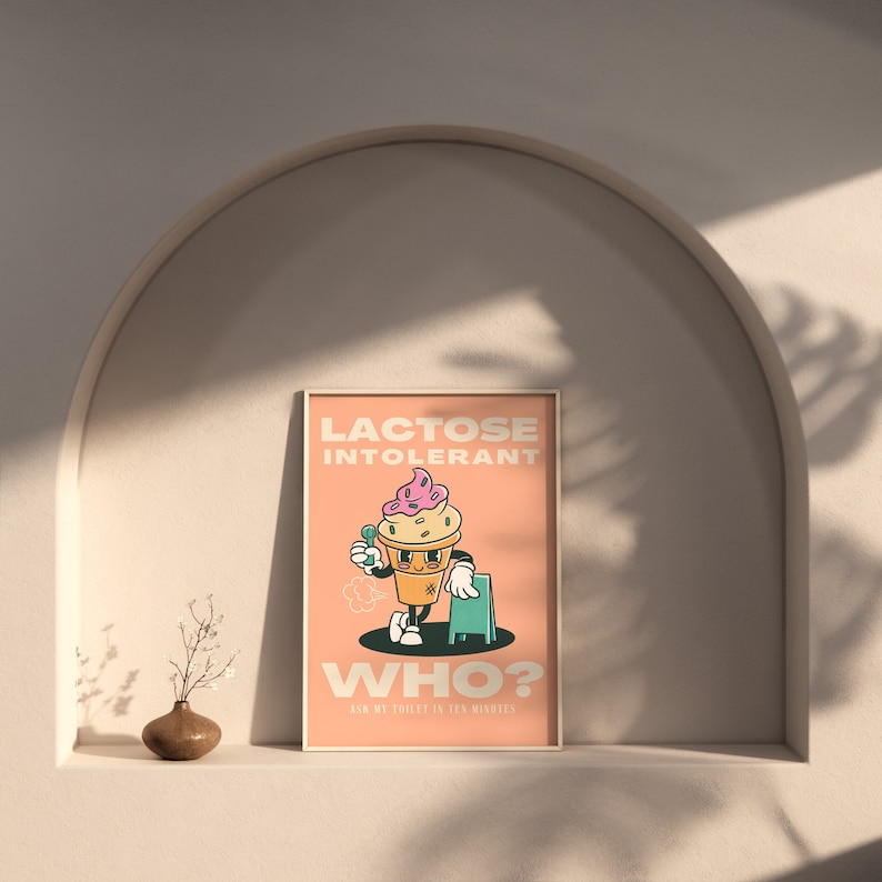 Ice Cream Lactose Intolerant Wall Art Digital Wall Art Etsy