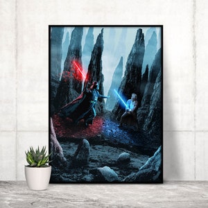 Star Wars Poster, Fully Printed Star Wars Wall Art, Darth Vader vs Obi Wan Kenobi, Darth Vader Poster, Obi Wan Poster, 16x20 Wall Decor