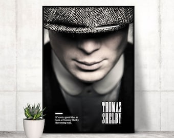 Plakat z Tommym Shelbym z serialu Peaky Blinders: wystrój w stylu retro minimalistycznym