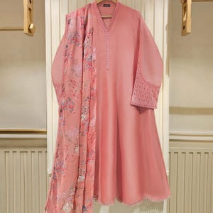 Agha Noor 3 Piece - Pure Cotton Net Embroidered Suit