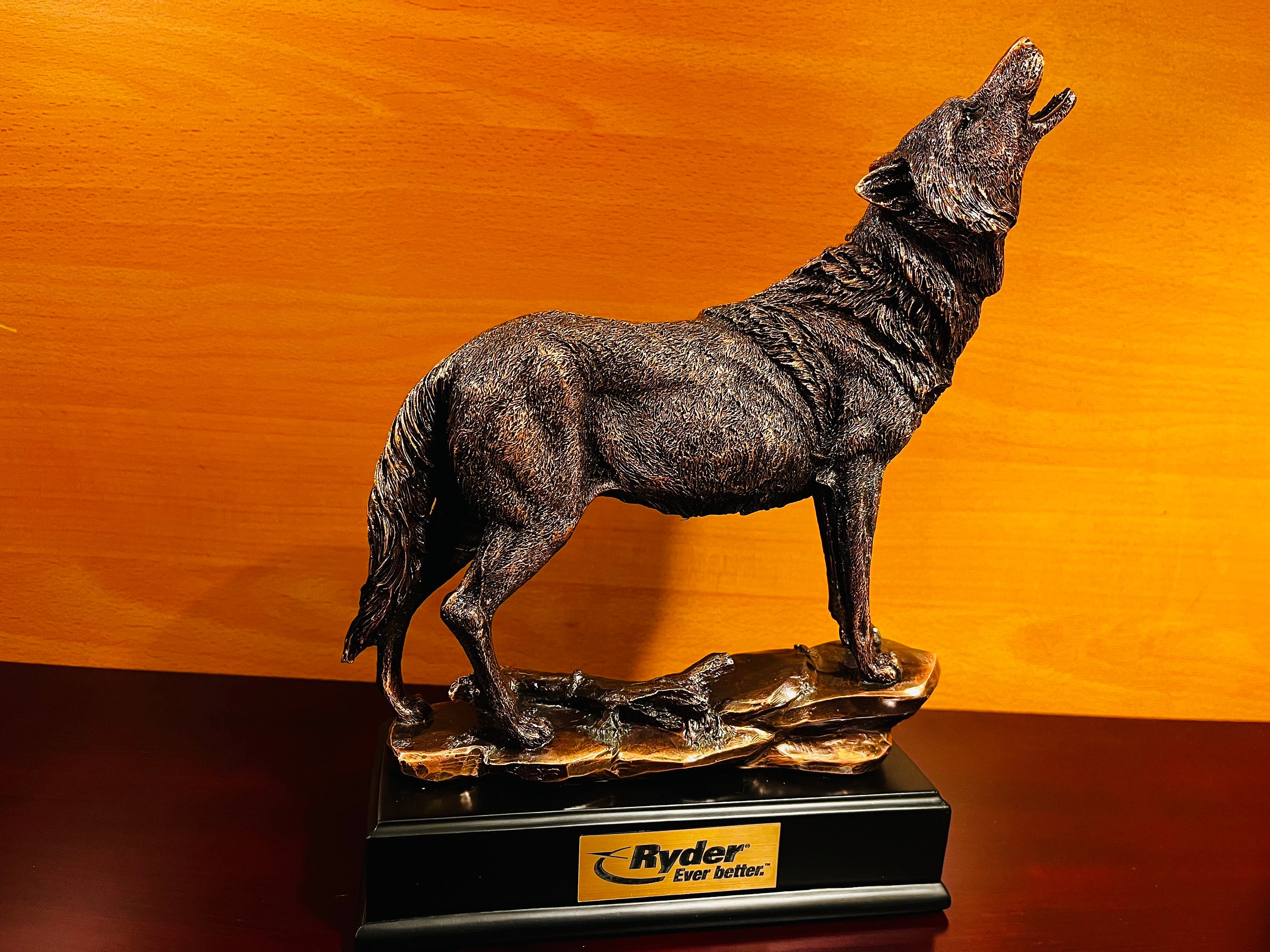 Bronze Wolf Sculpture on Base, Blank for Home and Office Decor, Add