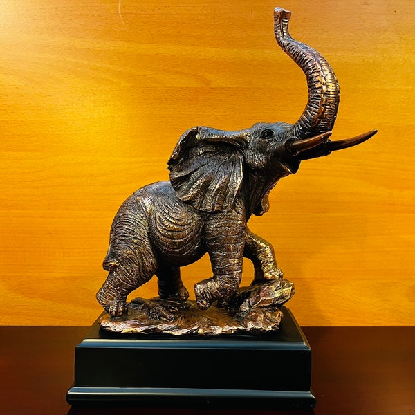 Bronze Elephant Sculpture on Base, Blank for Home and Office Decor, Add Personalized Engraving to make it a Gift, Trophy of Event Winners.