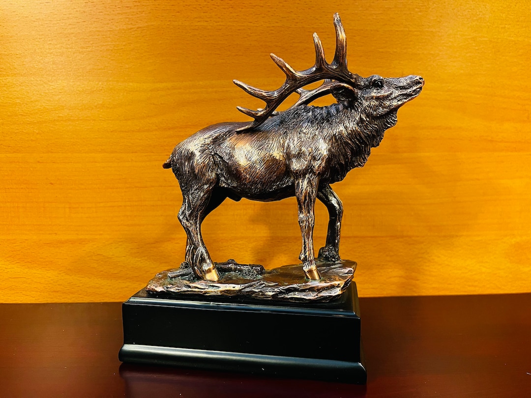 Bronze Elk Sculpture on Base, Blank for Home and Office Decor, Add