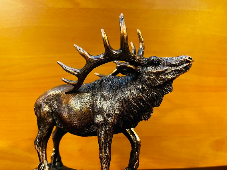 Bronze Elk Sculpture on Base, Blank for Home and Office Decor, Add